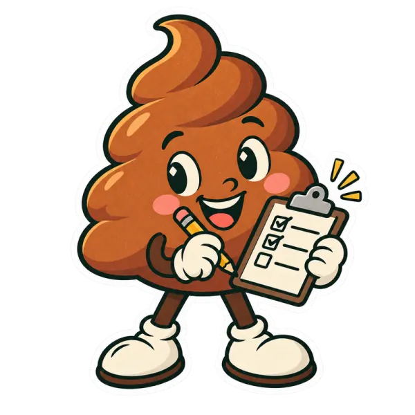 Poopy filling in a personal details checklist