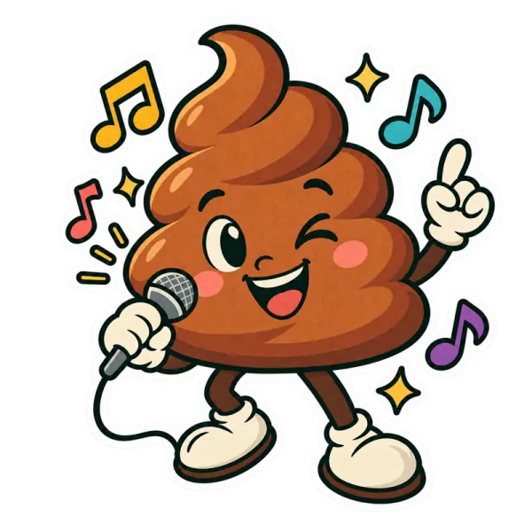 Poopy singing into a microphone