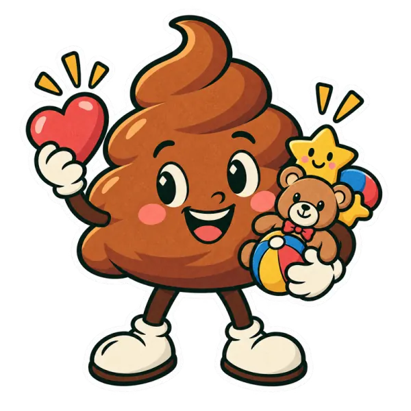Poopy holding favourite toys and activities