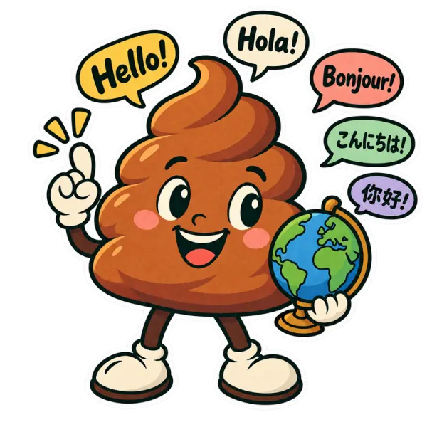 Poopy greeting children around the world