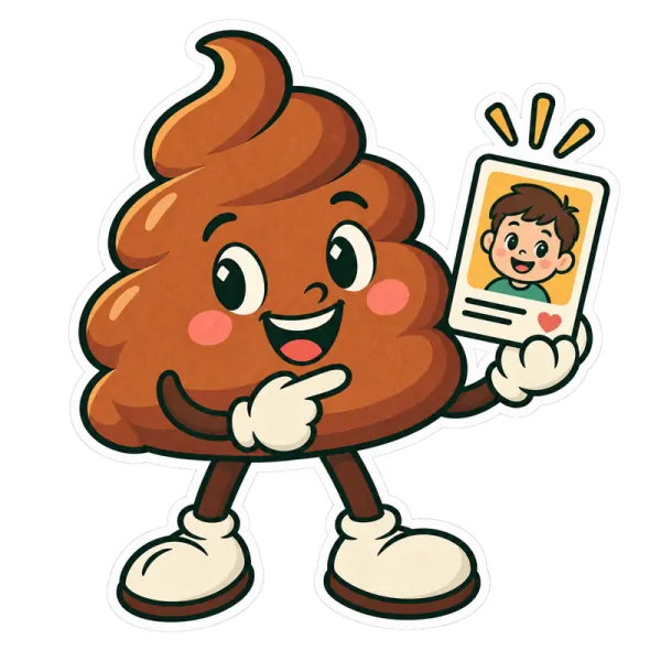 Poopy holding up a child’s portrait